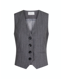 Neo Noir - VENDETTA PINSTRIPE VEST GRÅ