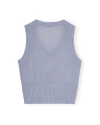 Ganni - MOHAIR TIE STRING VEST BLÅ