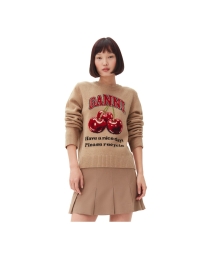 Ganni - CHERRY O-NECK PULLOVER SAFARI