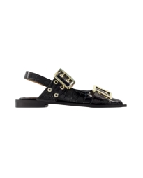 Ganni - CROCO PATENT BUCKLE BALLERINA SORT