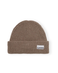 Ganni - STRUCTURED RIB BEANIE BRUN