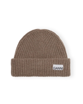 Ganni - STRUCTURED RIB BEANIE BRUN