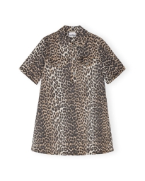 Ganni - MINI DENIM KJOLE LEOPARD