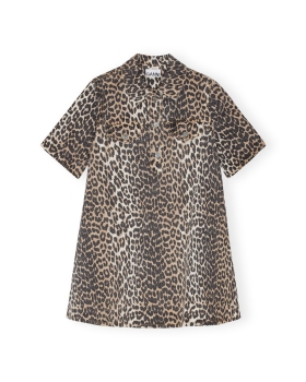 Ganni - MINI DENIM KJOLE LEOPARD