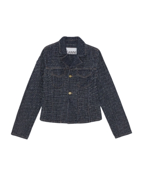 Ganni - DARK BLUE FLUFFY DENIM BLAZER