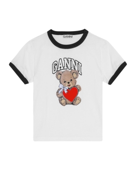 Ganni - BASIC JERSEY BEAR T-SHIRT HVID