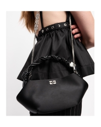 Ganni - SATIN MINI BOU BAG BLACK