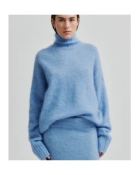 Second Female - INA T-NECK KNIT BLÅ