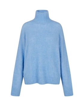 Second Female - INA T-NECK KNIT BLÅ