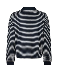 Neo Noir - SARA STRIPE POLO BLOUSE NAVY