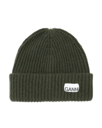 Ganni - OVERSIZED WOOL RIB KNIT BEANIE KALAMATA